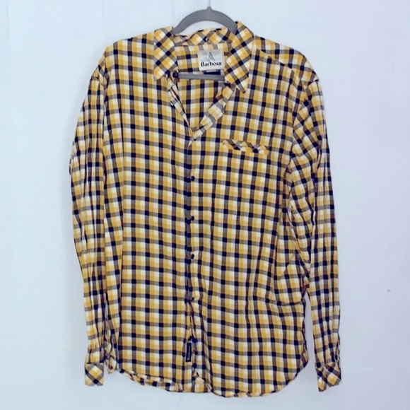 Barbour slim fit business casual preppy button up shirt Men’s L plaid colorful - Picture 1 of 7